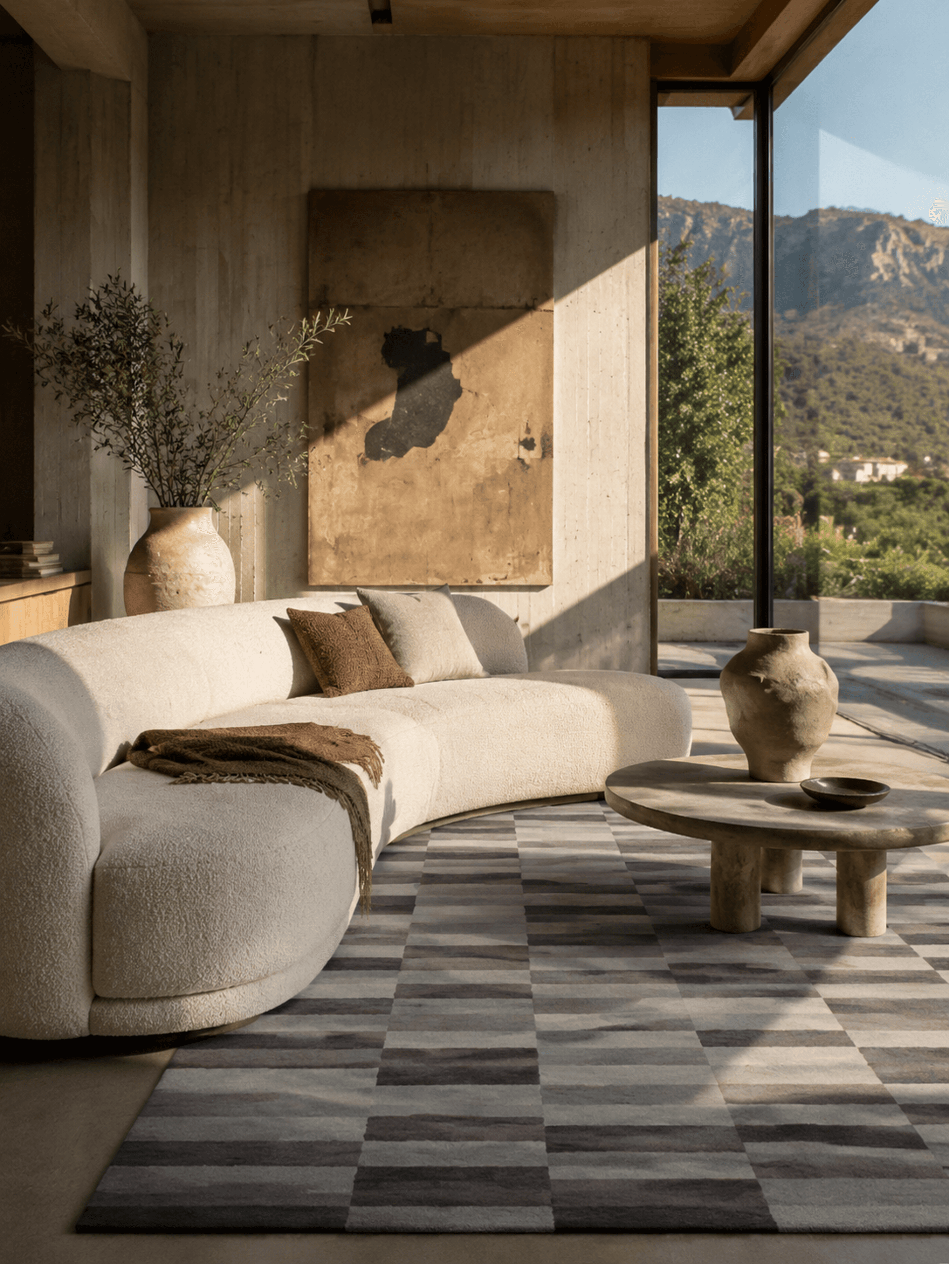A Mae Artisan Rug as the focal point of a designer Cape Town lounge